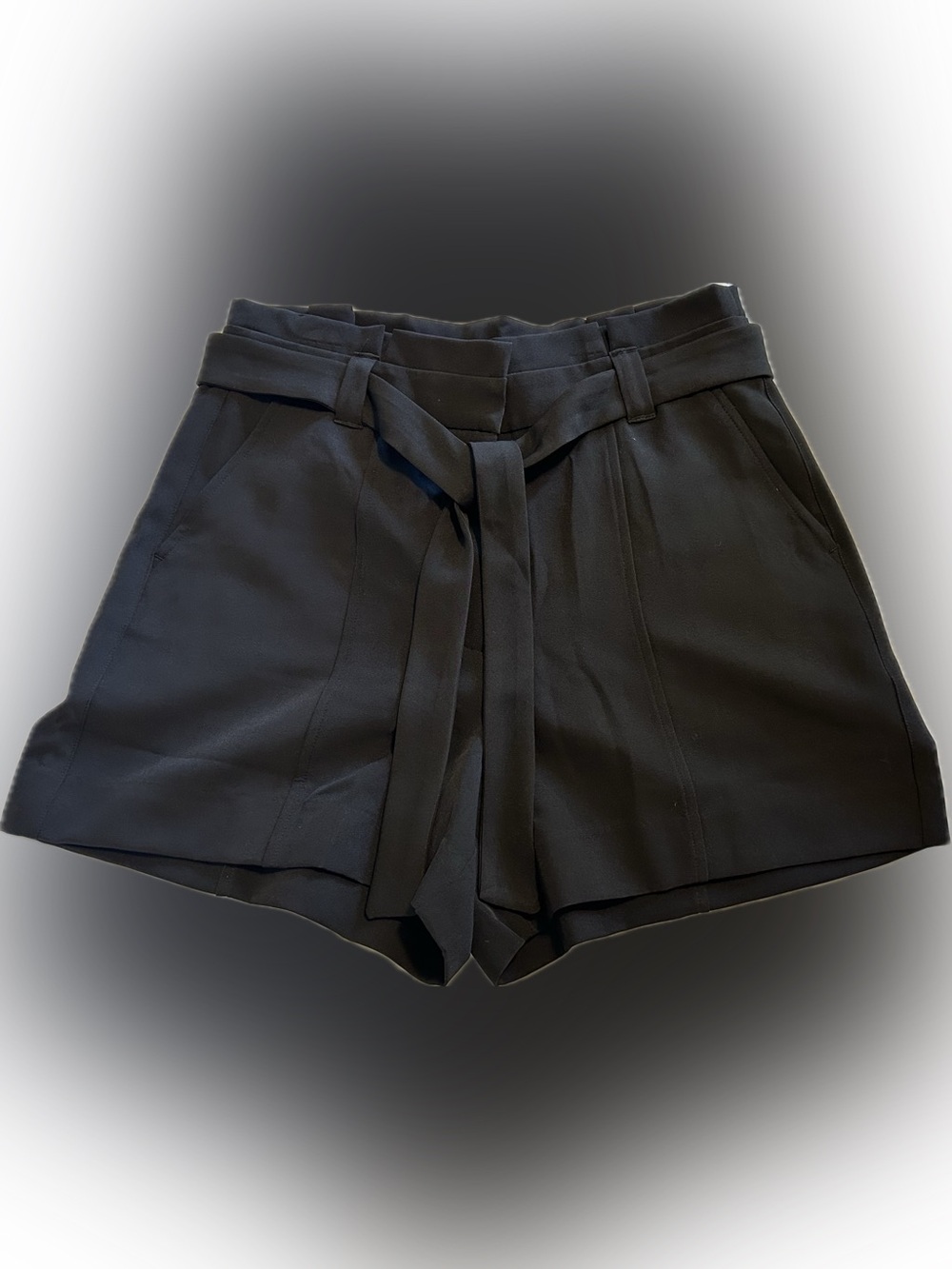 Black Paper Bag Tie-Waist Women's Shorts